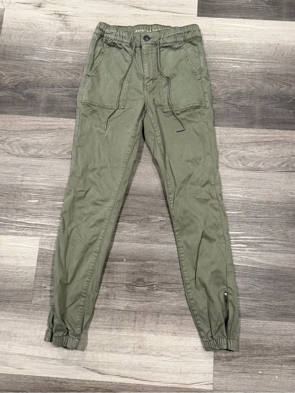 American Eagle Jogger Pants Womens 6 Olive Green Utility Stretch Drawstring